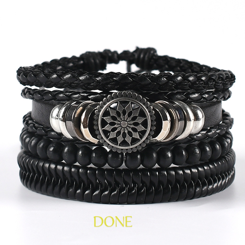 5 in 1 Men Hand Bead and Bangle set