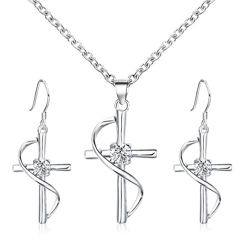 Criss Cross necklace earrings set