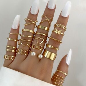 22 Gold Knuckle Ring Set