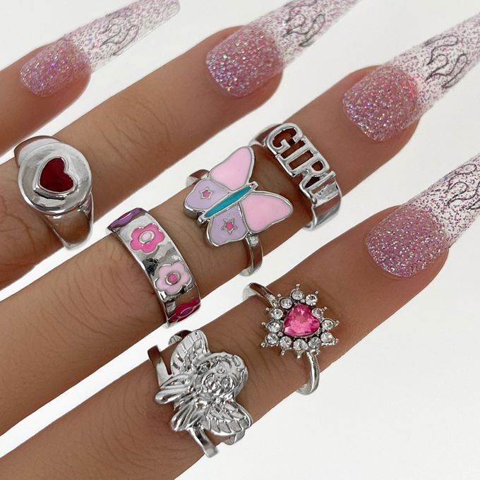 6 Girly Knuckle Ring Set