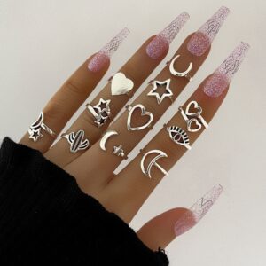 11 Silver Knuckle Ring Set