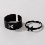 2 Black Butterfly Knuckle Ring (Wholesales)