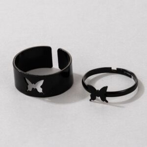 2 Black Butterfly Knuckle Ring