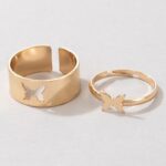 2 Gold Butterfly Knuckle Ring