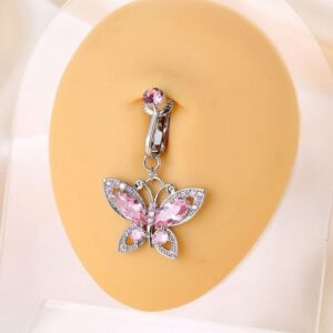 Pink Butterfly Navel Ring