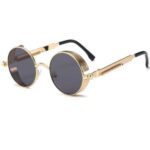Men Retro Single Lens Sunglasses (Balck and Gold)(Wholesales)