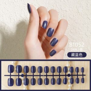 Classy DIY Small Dark Blue Press On Nails