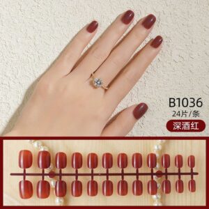 Classy Diy Small Wine Red Press On Nails (Wholesales)