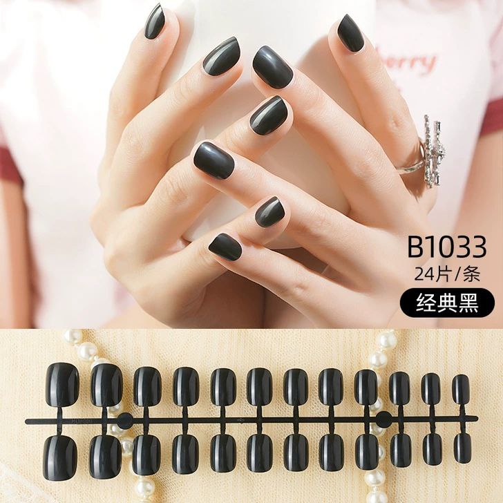 Classy Diy Small Black Press On Nails (Wholesales)