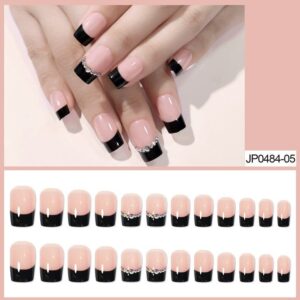 Nude And Black Press On Nails