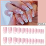 Fire Pink And White Press On Nails