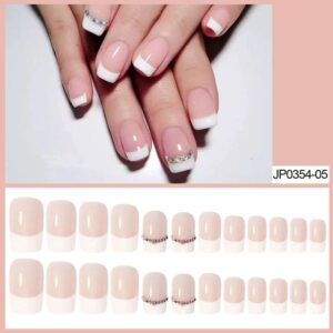 Nude And White Press On Nails