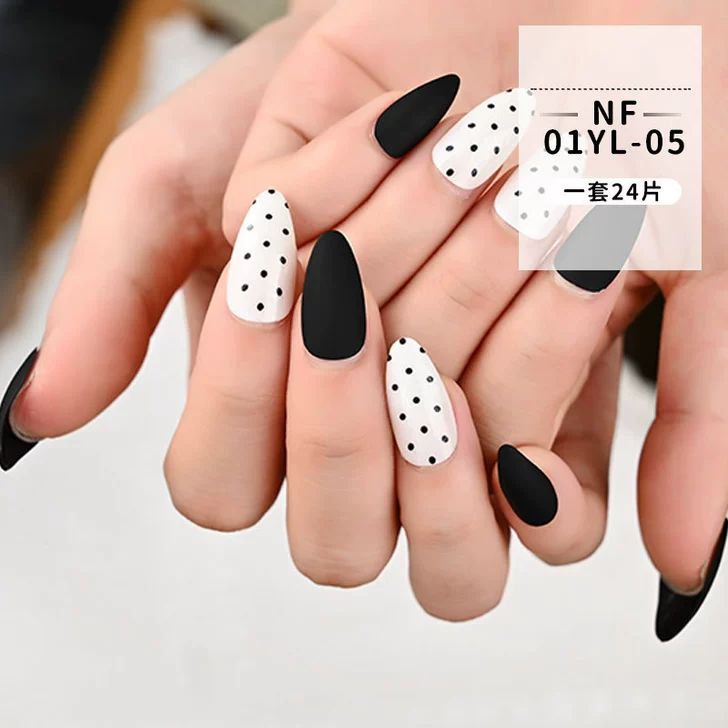 Plain And Pattern Polkadot Press On Nails