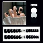 Fancy Short Black And White Press On Nails