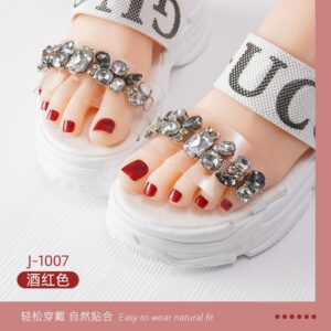 Wine Red Toe Press On Nails