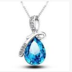 Light Blue Crystal Waterfall Pendant Necklace