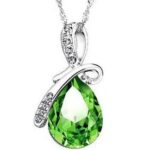 Green Crystal Waterfall Pendant Necklace