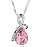 Pink Crystal Waterfall Pendant Necklace
