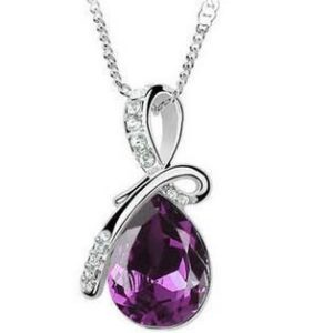 Purple Crystal Waterfall Pendant Necklace
