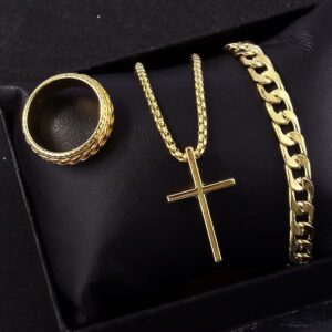 Gold Men Necklace Bangle Set