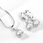 Silver Round Necklace Earring Set