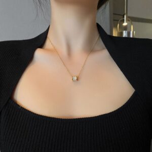 Gold Cylinder Pendant Necklace