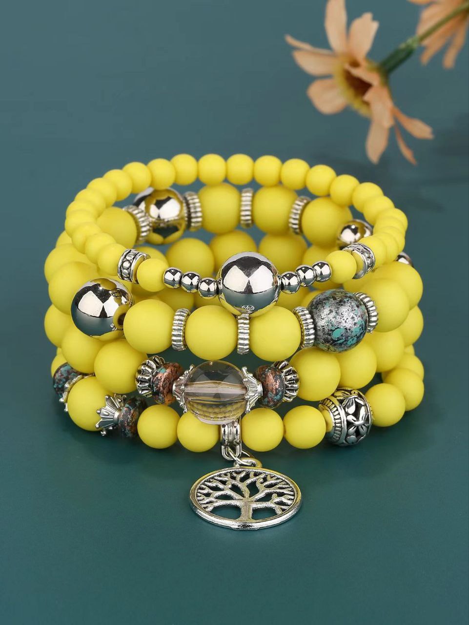 Fashion 4PCs/Set Beaded Bracelet With Charms
