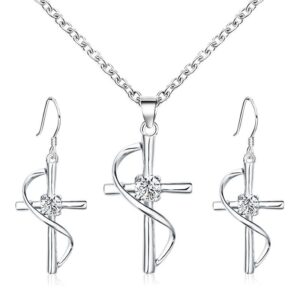 S Cross Necklace Earring Set
