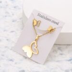 Gold Butterfly Necklace Earring Set
