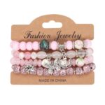 Pink Beaded Bracelet With Charms