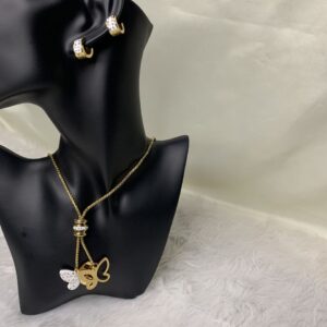 Crystal Butterfly Necklace Earring Set