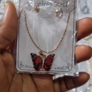 Elegant Butterfly Necklace Earring Set