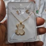 Gold Teddy Necklace Earring Set