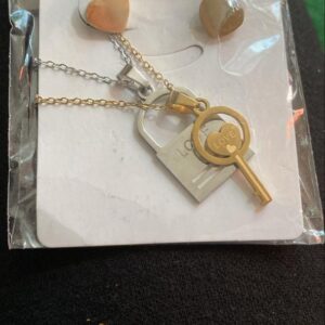 Fashion Love Lock Stainless Steele Necklace Earring Set