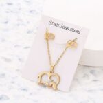 Gold Elephant Necklace Earring Set