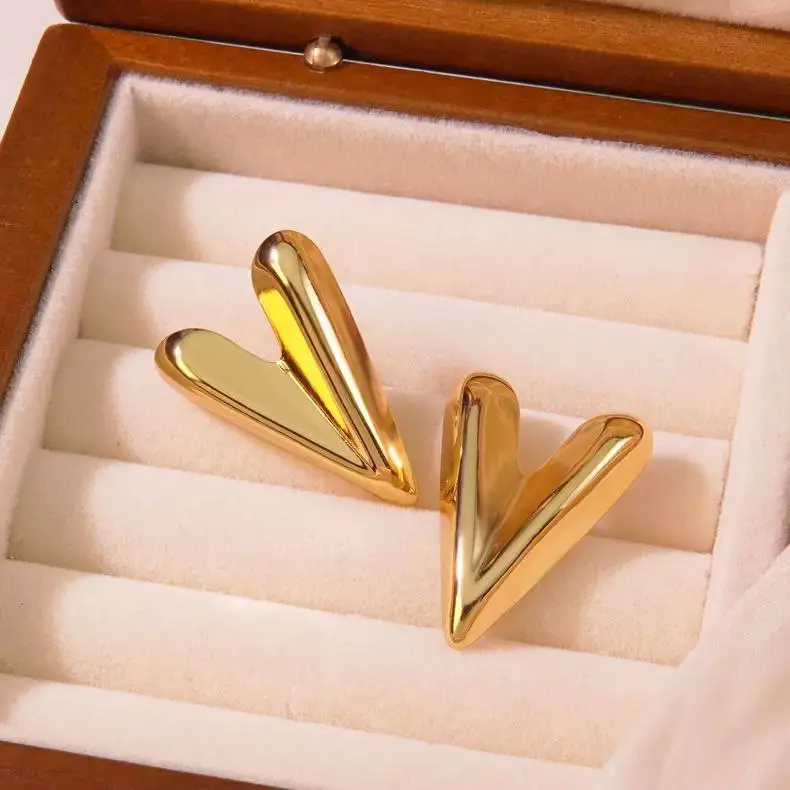 V Shape Stainless Steel Earrings