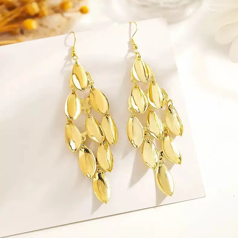 Geometric Gold Water drop Earrings