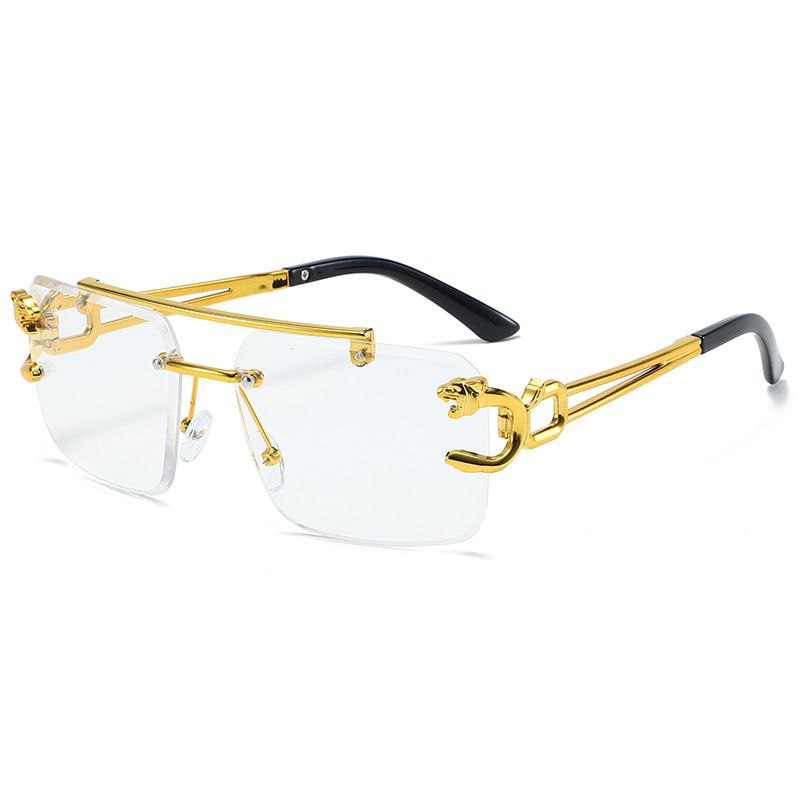 Retro Rimless Rectangular Transparent Glasses