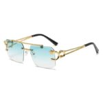Retro Rimless Rectangular Glasses (Sky Blue)