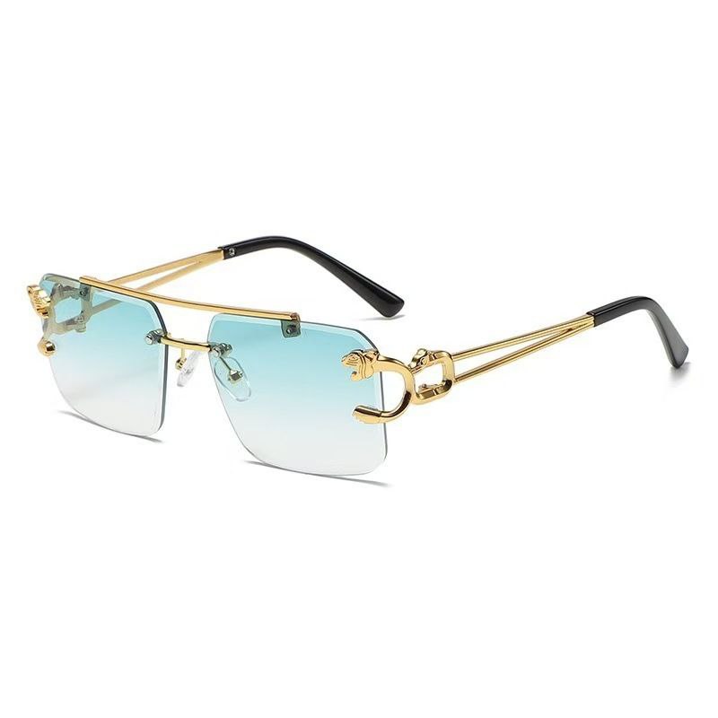 Retro Rimless Rectangular Glasses (Sky Blue)