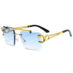 Retro Rimless Rectangular Glasses(Blue)