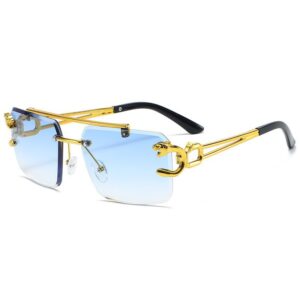 Retro Rimless Rectangular Glasses(Blue)