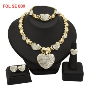 Brass Heart Gold Plated Jewelry Set