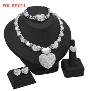Brass Heart Silver Plated Jewelry Set