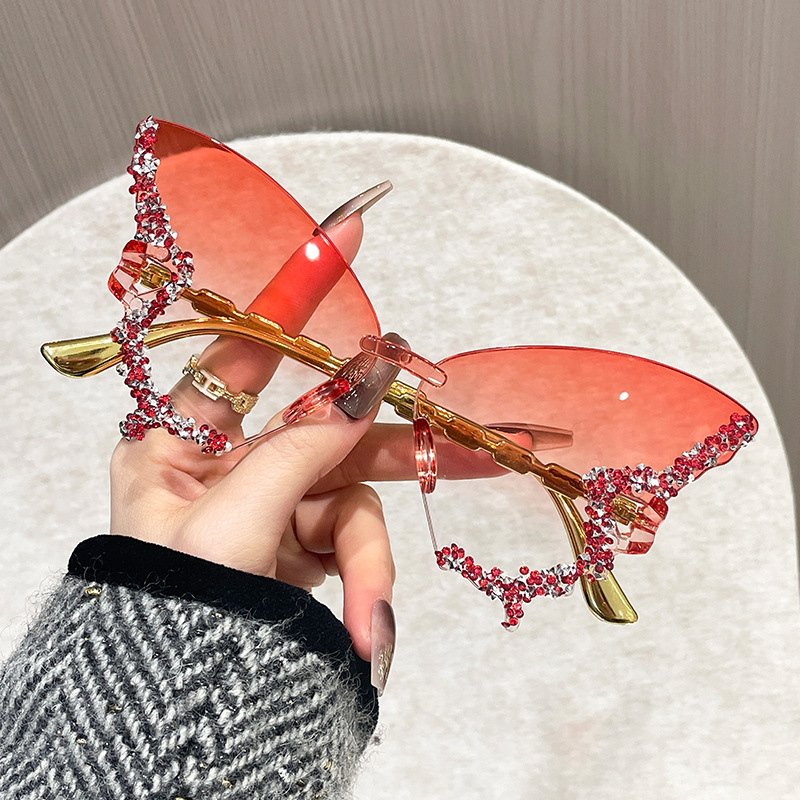 Butterfly Girly Fashion sunglasses (Gradient Orange) (Wholesales)