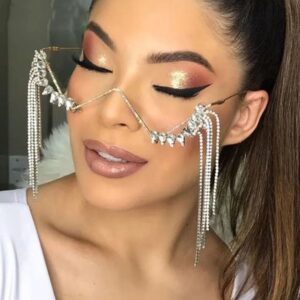 Long Silver Frameless Glasses For Women