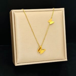 Rose Gold Butterfly Titanium Steel Necklace (Wholesales)