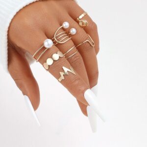 Non Tarnish 8 Knuckle Ring Set