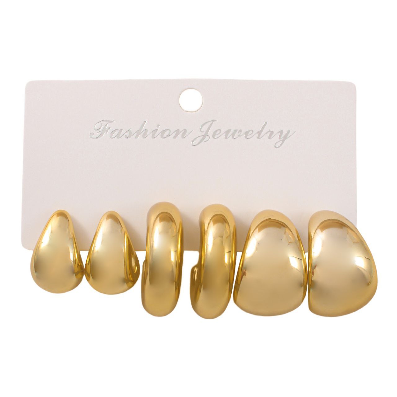Non Tarnish Gold CCB Earrings(Set Of 3)