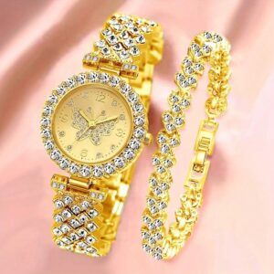 Gold Butterfly Wristwatch With Bracelet (Wholesales)